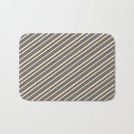 [ Thumbnail: Dim Gray & Tan Colored Lined/Striped Pattern Bath Mat ]