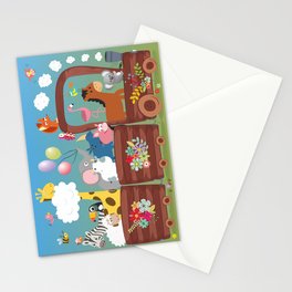 A ride in the cartoon animal kingdom Stationery Cards