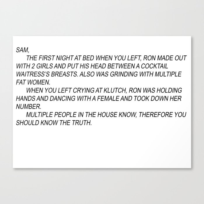 Jersey Shore Anonymous Note Canvas Print By Cedougherty Society6
