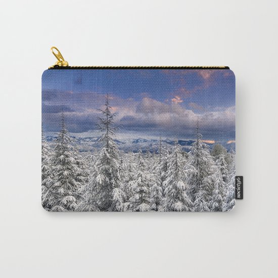 "Mountain Light III" Snowy Forest At Sunset Carry-All Pouch