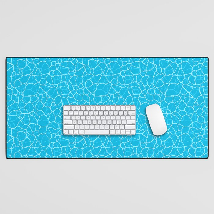 Water ripple pattern with shining surface. Pool surface texture. Abstract blue waves background. Vector illustration Desk Mat