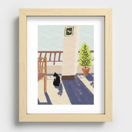 black cat Recessed Framed Print