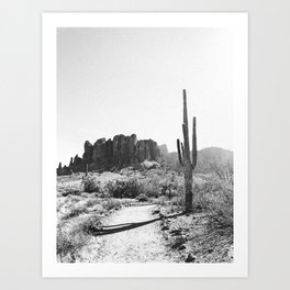 Arizona Desert Art Print | Abstract, Vector, Illustration, Travel, Digital, Painting, Black And White, Cactus, Graphicdesign, Drawing 