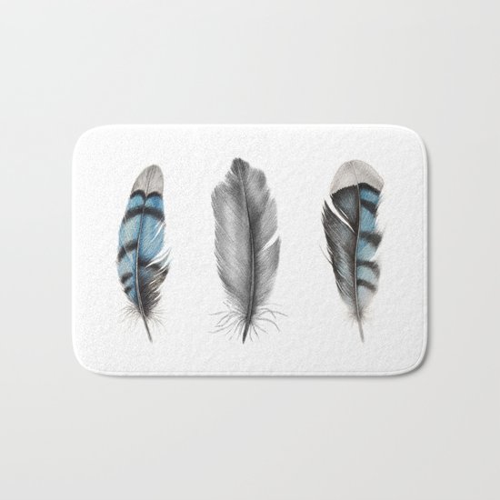 Blue Jay Feathers Bath Mat