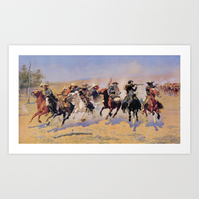 A Dash For The Timber Frederic Remington Art Print by Restored Art And History - X-LARGE