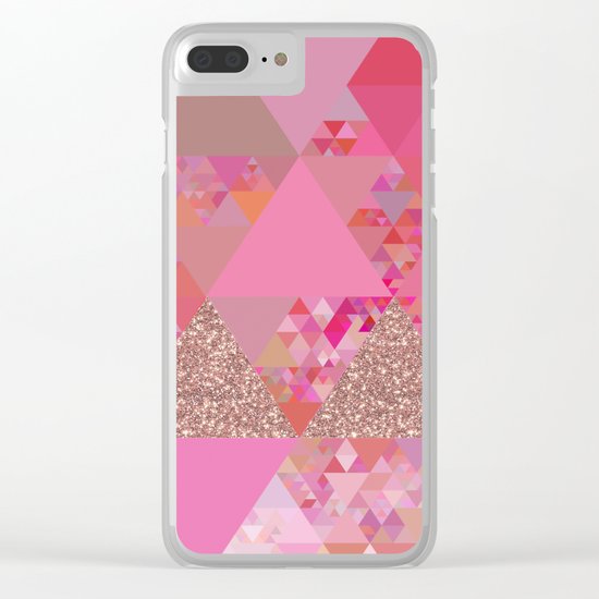 Triangles in glittering pink- glitter triangle pattern Clear iPhone Case