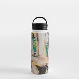 Peace, love, & happiness; peace sign with spalshed colorful painters palette paint portrait painting Water Bottle