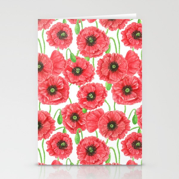 Watercolor poppies floral pattern Stationery Cards