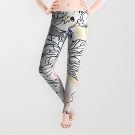 Modern geometric shapes and floral strokes design Leggings