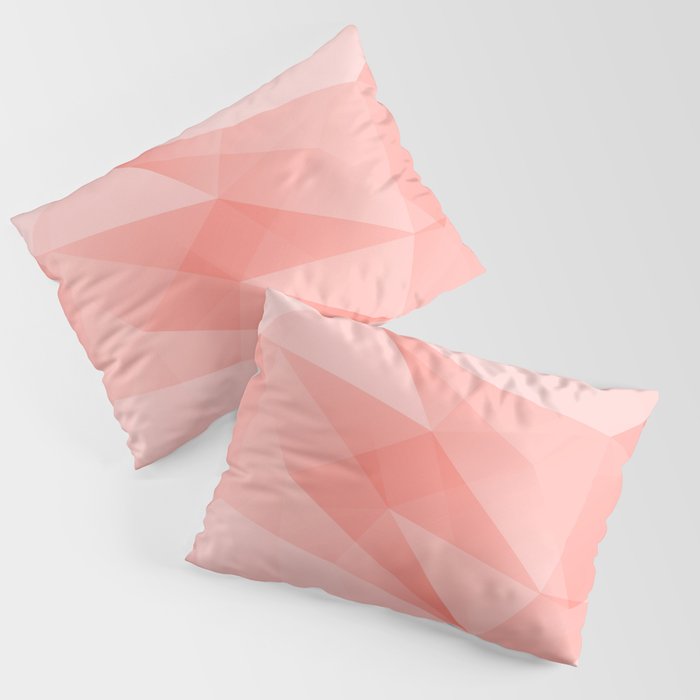 Pantone Living Coral Color of the Year 2019 on Abstract Geometric Shape Pattern Pillow Sham
