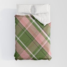 Pink and Green Preppy Plaid Comforter