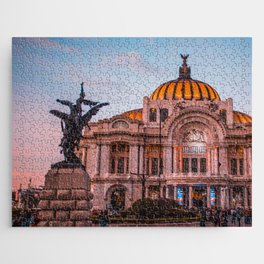 Mexico Photography - Beautiful Palace By The Pink Sunset Jigsaw Puzzle