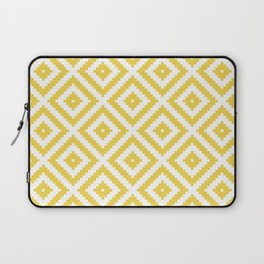 Yellow and white ethnic tribal zig zag rhombus pattern Laptop Sleeve