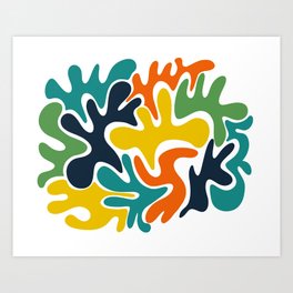 Inspired Shapes - Green Blue Orange Art Print