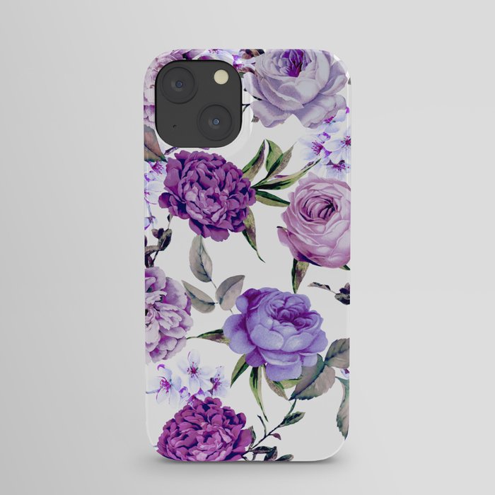 Elegant Girly Violet Lilac Purple Flowers iPhone Case