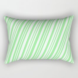[ Thumbnail: Mint Cream & Light Green Colored Striped Pattern Rectangular Pillow ]