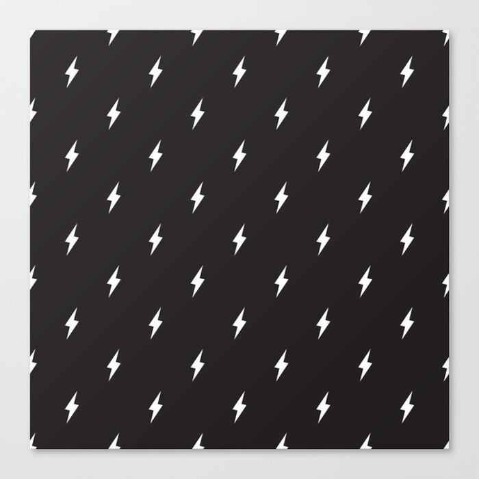 Lightning Bolt Pattern Black & White Canvas Print