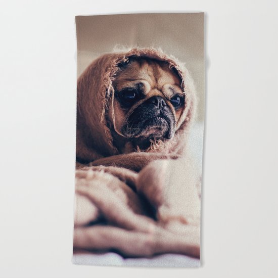 Cute Little Pug Beach Towel