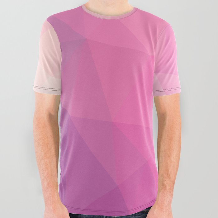 Pastel Pink Triangle Geometry All Over Graphic Tee