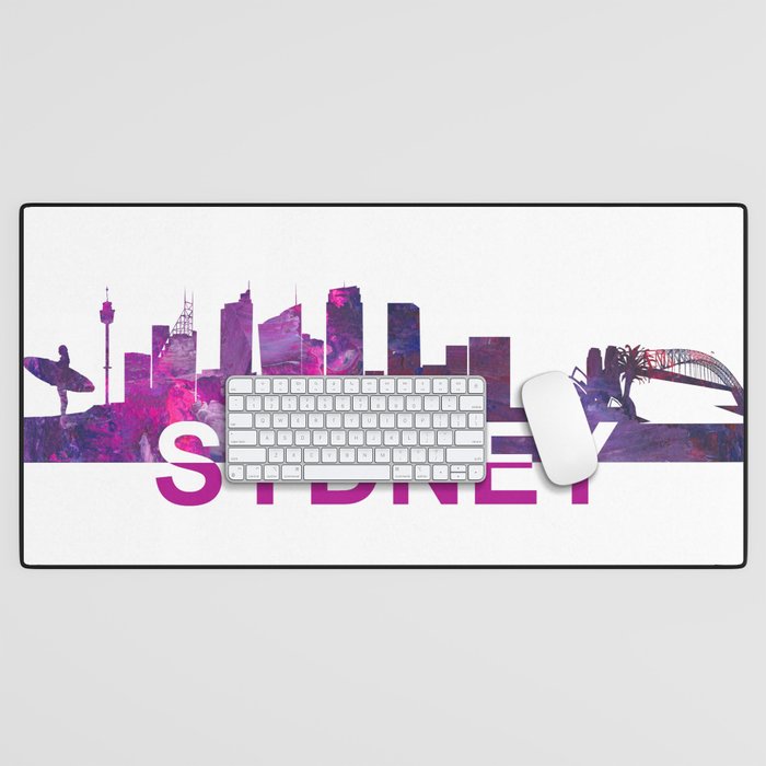 Sydney Skyline Scissor Cut Giant Text Desk Mat