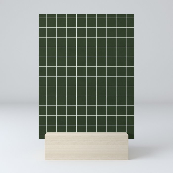 Small Grid Pattern - Deep Green Mini Art Print