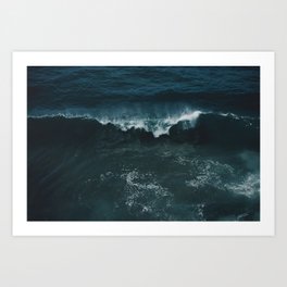 Crashing Waves three - aerial ocean - sea travel photography Art Print