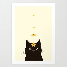 Hidden cat 20 spring yellow flower Art Print
