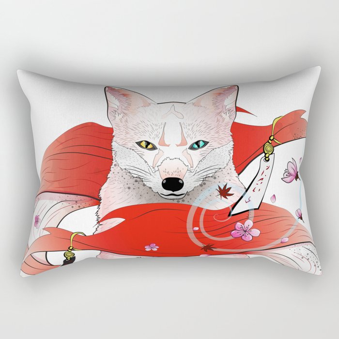 Red Kitsune Rectangular Pillow