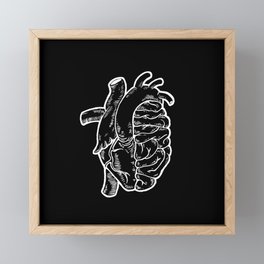 Heart Brain (black) Framed Mini Art Print