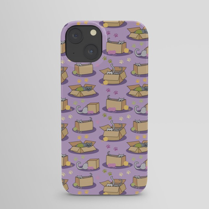 Cats in Cardboard Boxes with Yarn iPhone Case