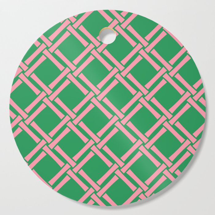 Classic Bamboo Trellis Pattern 236 Pink and Green Cutting Board