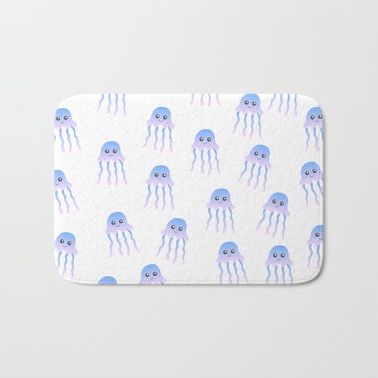 Jellyfish Smiling White Bath Mat