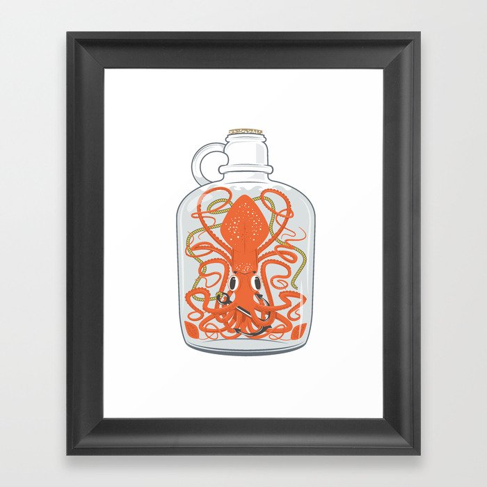 The Kraken in a Bottle Framed Art Print