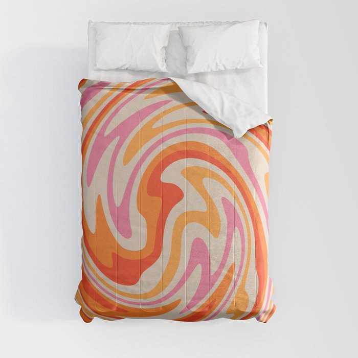 70s Retro Swirl Color Abstract Comforter