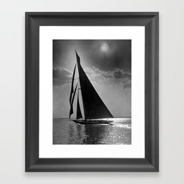 America's Cup Sailing Yacht Races - The Vanitie Newport, Rhode Island black and white photography - photographs Framed Art Print