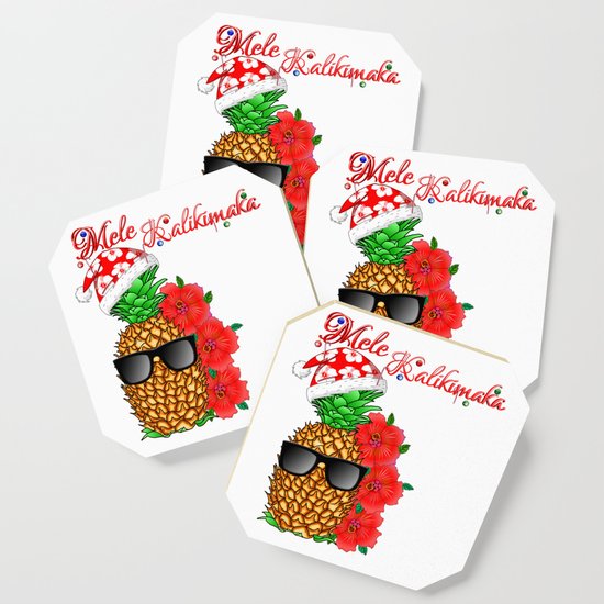 Mele Kalikimaka Santa Pineapple Coaster By Chrismacdonaldstudios