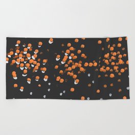 Black with white and orange paint-spots | Italian sixties original design Beach Towel