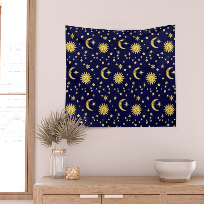 Sun Moon Stars Wall Tapestry by aura2000 Society6