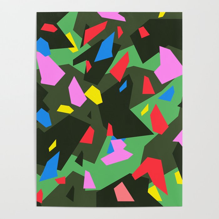 Green\Red\Blue\Black\Grey\Pink Geometric camo Poster