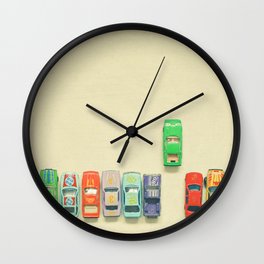 False Start Wall Clock | Cassiabeck, Multicolour, Vehicles, Race, Children, Digital, Color, Playful, Photo, Childrensart 