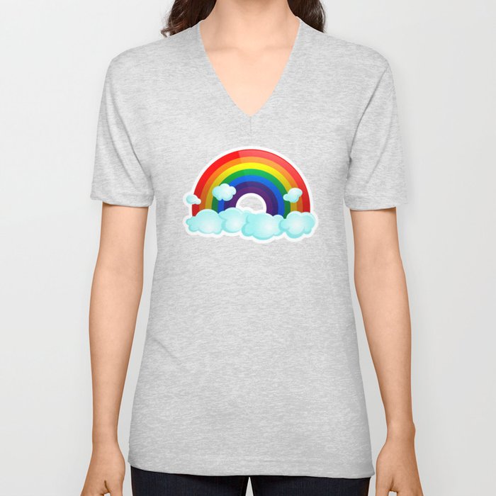 Rainbow Wishes V Neck T Shirt