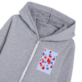 Dancing like Piet Mondrian - Composition in Color A. Composition with Red, and Blue on the light blue background Kids Zip Hoodie