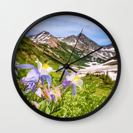 Colorado High Country Wildflowers Rocky Mountain Landscape Wall Clock