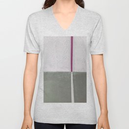 Geometric Gray Pink Green Stripe Colorblock V Neck T Shirt
