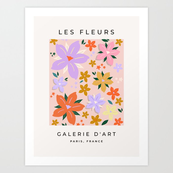Les Fleurs | 04 - Abstract Retro Floral Print Preppy Colorful Aesthetic Flowers Art Print