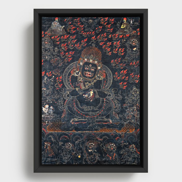 Mahakala Protector Tibetan Buddhist Thangka Framed Canvas