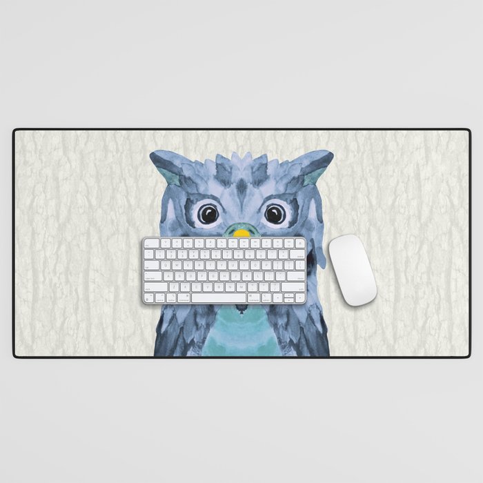 Whimsical Blueberry Owl Desk Mat