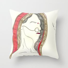 Red Lady Throw Pillow