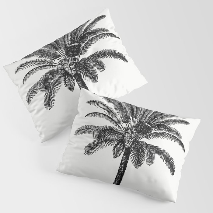 Vintage European Style Palm Tree Engraving Pillow Sham