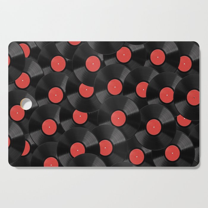 Vinyl Records Pattern (Red) Cutting Board